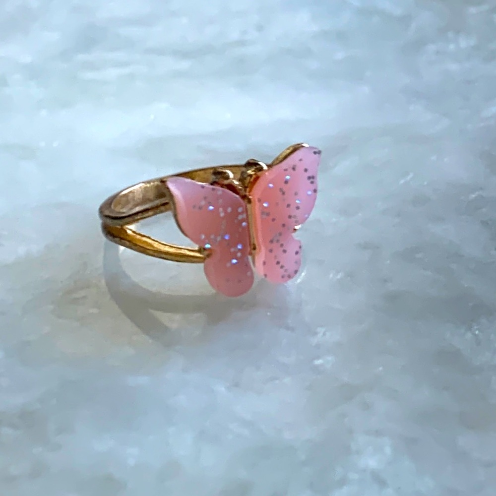 Cute pink butterfly ring